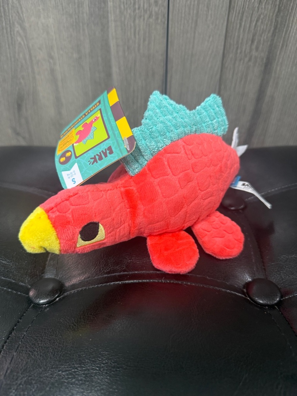 New Barkbox Stella Stegosaurus Small Bark Dog Plush Stuffed Crinkle Squeaky Toy